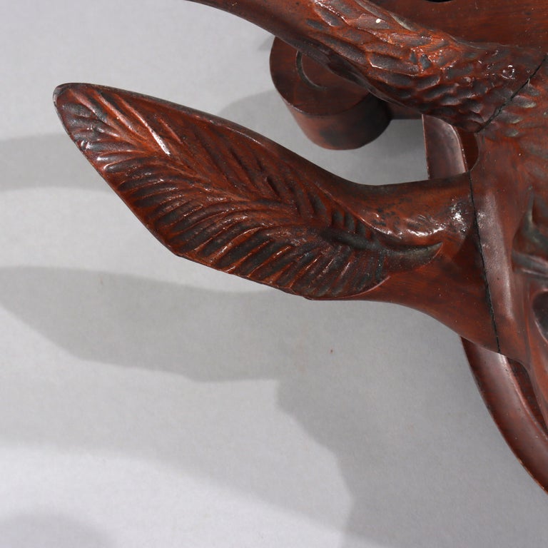 Antique Black Forest Carved Walnut Stag Head C1890