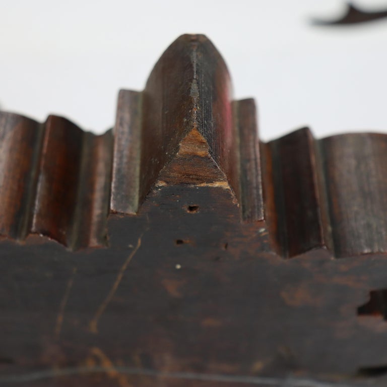 Antique Black Forest Carved Walnut Stag Head C1890