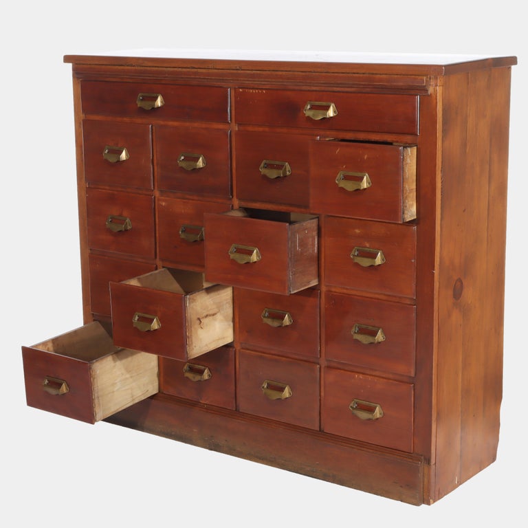Antique Cherry 18-Drawer Apothecary Cabinet C1850