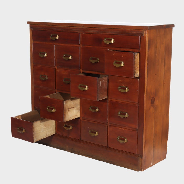 Antique Cherry 18-Drawer Apothecary Cabinet C1850