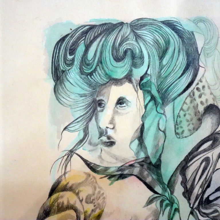 Surrealist Watercolor Drawing “Demons That Plague A Great Lady” by Guenther
