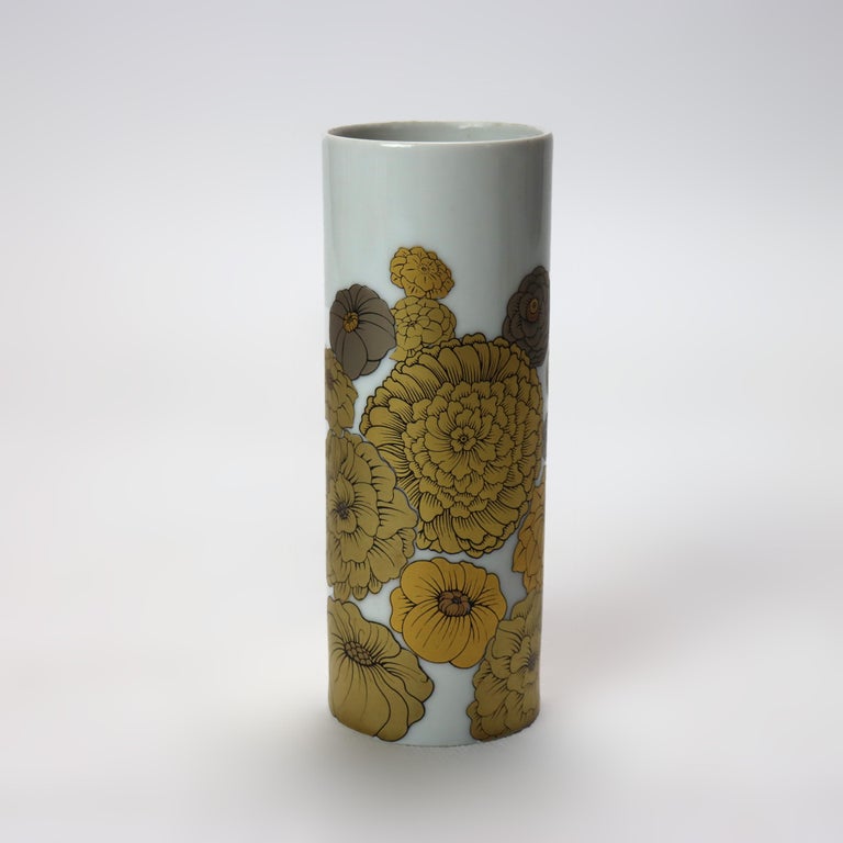 Antique German Rosenthal Hand Painted Gilt Floral Porcelain Vase Signed