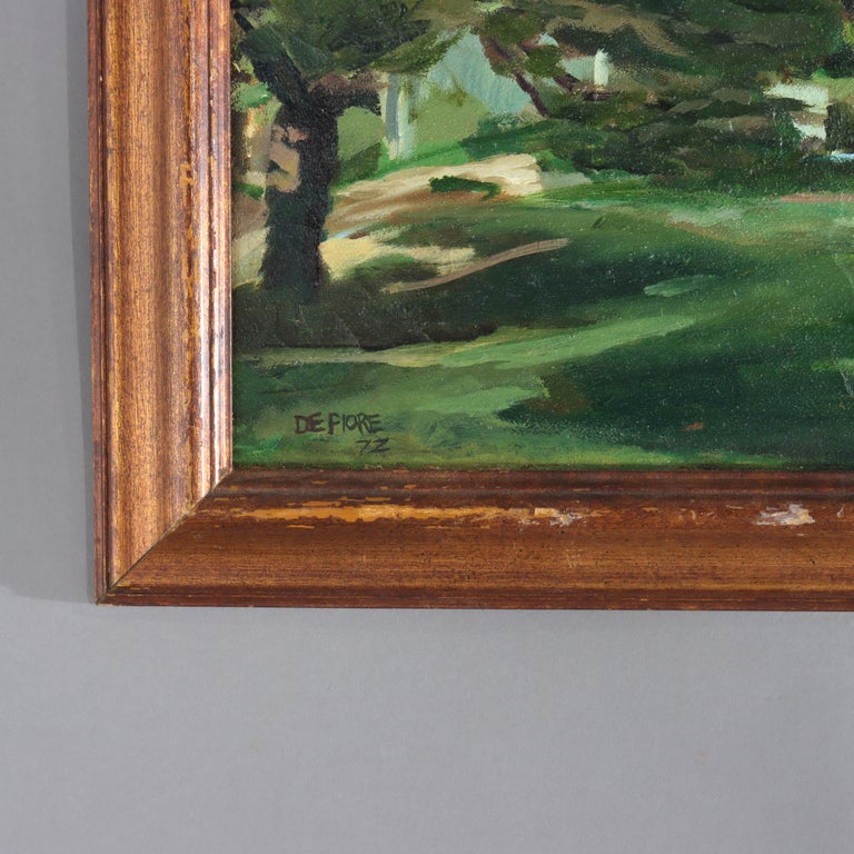 Vintage American Impressionist Oil On Canvas Landscape Painting By L. R. DeFiore