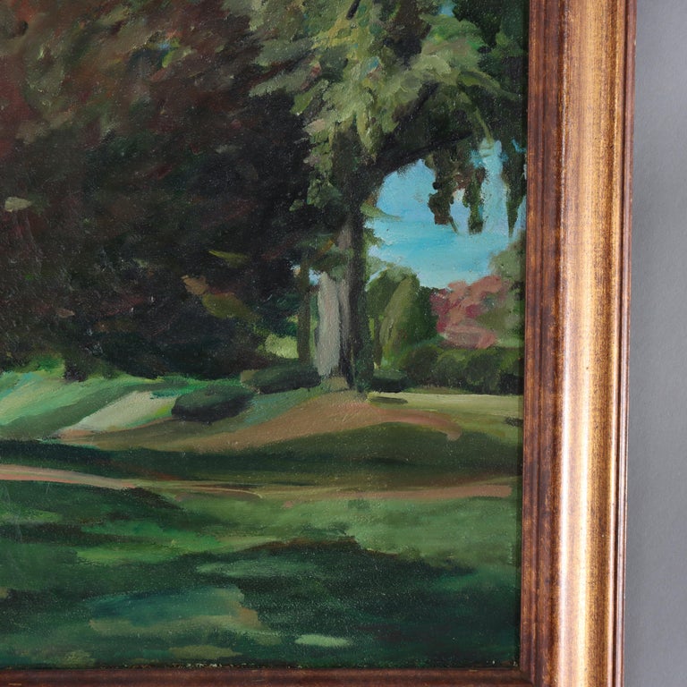 Vintage American Impressionist Oil On Canvas Landscape Painting By L. R. DeFiore