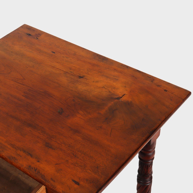 Antique Sheraton Mahogany & Birds Eye Maple Side Stand With Rope-Twist Legs