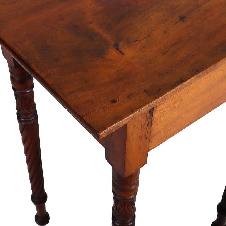 Antique Sheraton Mahogany & Birds Eye Maple Side Stand With Rope-Twist Legs