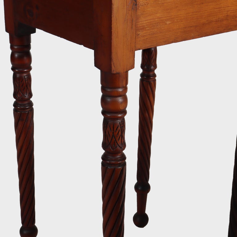 Antique Sheraton Mahogany & Birds Eye Maple Side Stand With Rope-Twist Legs