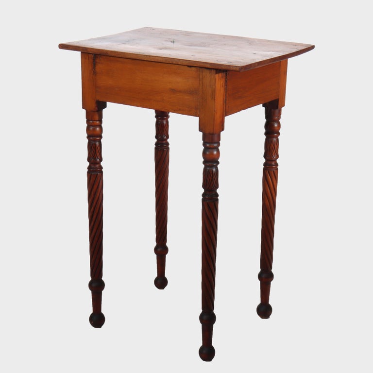Antique Sheraton Mahogany & Birds Eye Maple Side Stand With Rope-Twist Legs