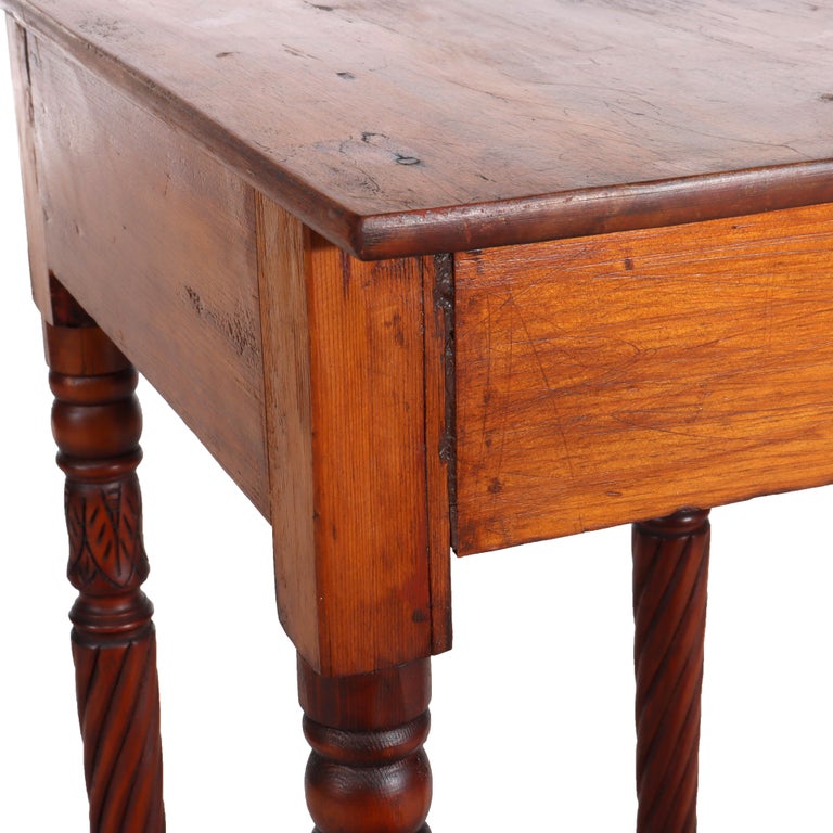 Antique Sheraton Mahogany & Birds Eye Maple Side Stand With Rope-Twist Legs