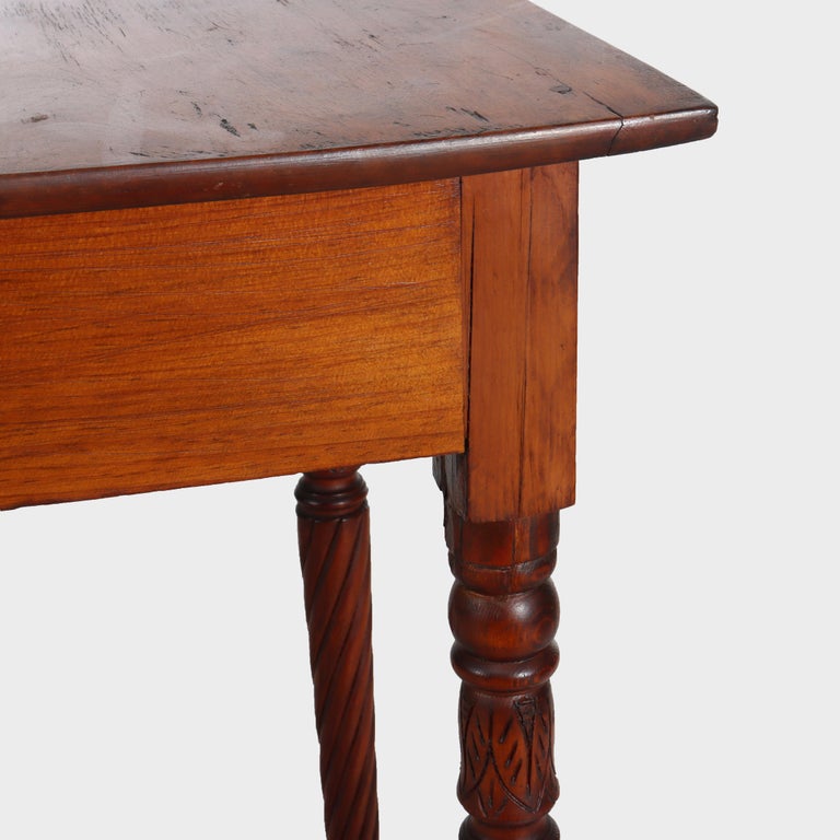 Antique Sheraton Mahogany & Birds Eye Maple Side Stand With Rope-Twist Legs