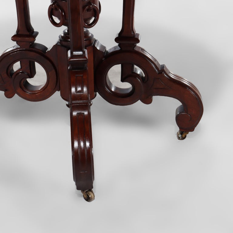 Brooks Renaissance Revival Carved Walnut, Rosewood and Marble Parlor Table c1890