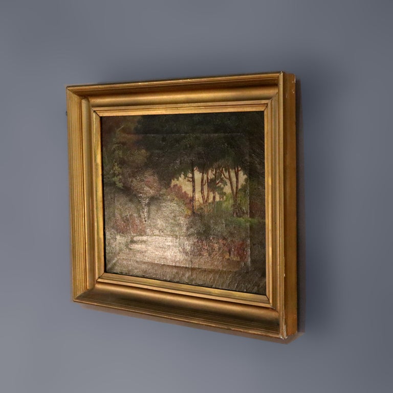 Antique Hudson River School Oil On Canvas Landscape Painting c1900