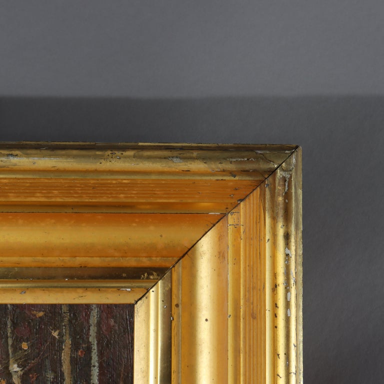 Hudson River School Oil On Board Landscape Painting By F. W. Loven C1914