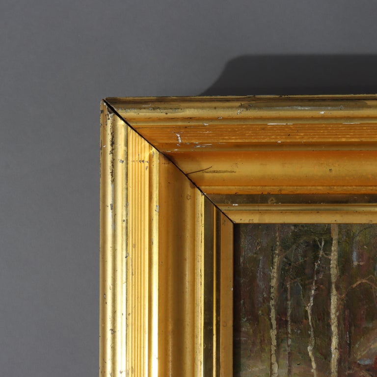 Hudson River School Oil On Board Landscape Painting By F. W. Loven C1914