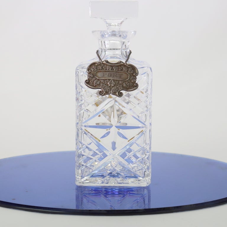 Two Vintage Crystal & Sterling Silver Liquor Decanters C1940