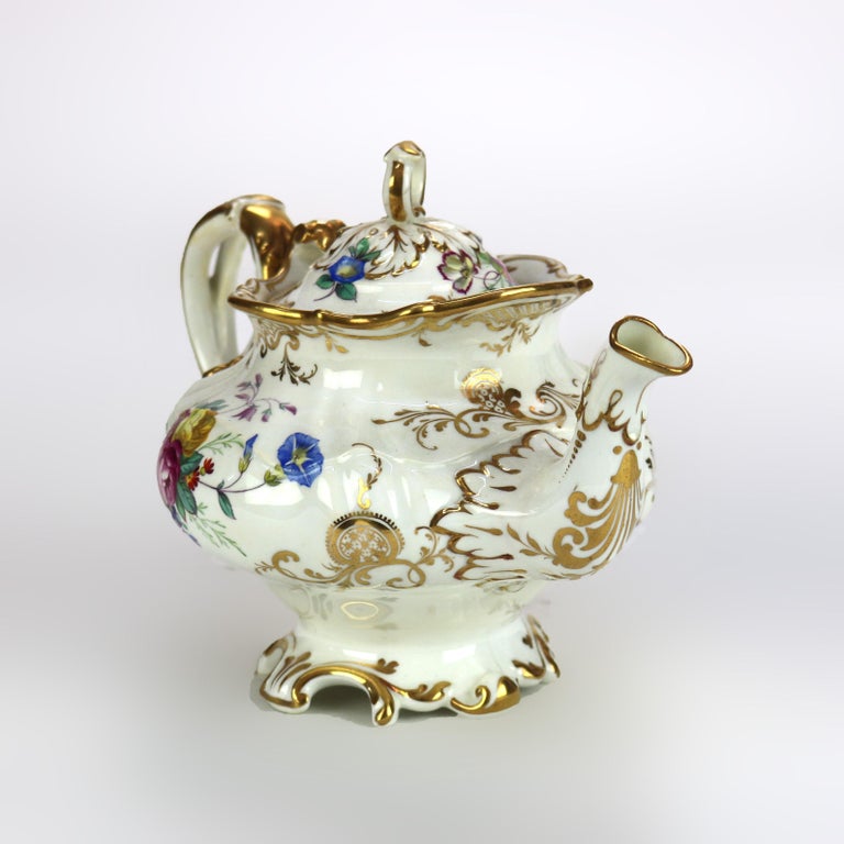 Antique Hand Painted and Gilt Porcelain Teapot C1890
