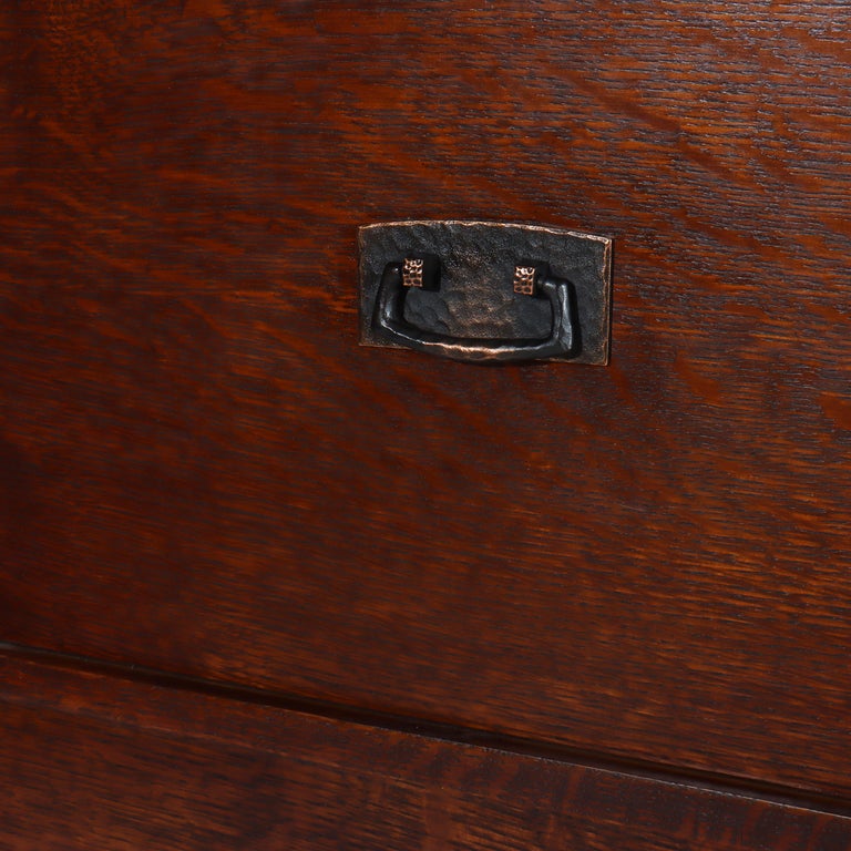 Vintage Stickley Arts & Crafts Mission Oak & Hammered Copper File Cabinet c1920