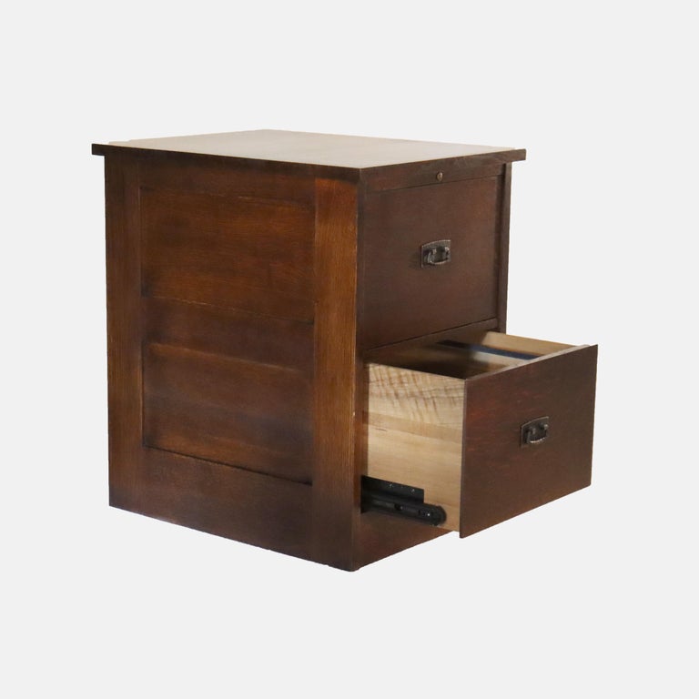 Vintage Stickley Arts & Crafts Mission Oak & Hammered Copper File Cabinet c1920