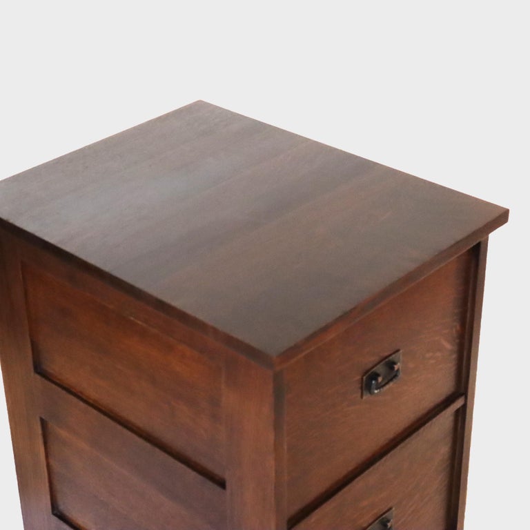 Vintage Stickley Arts & Crafts Mission Oak & Hammered Copper File Cabinet c1920