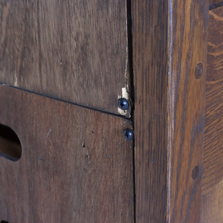 Vintage Stickley Arts & Crafts Oak & Hammered Copper Entertainment Cabinet