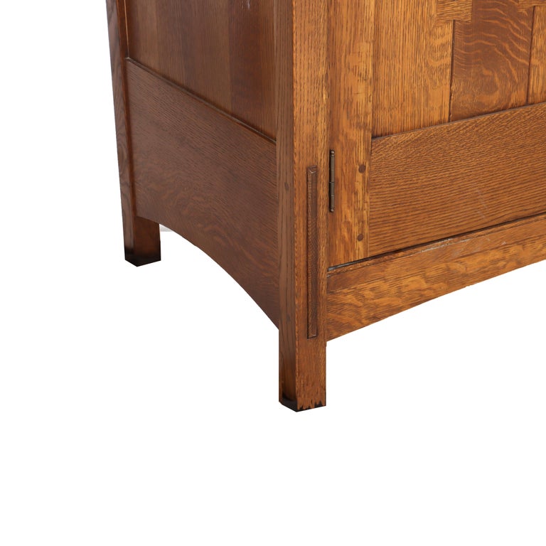 Vintage Stickley Arts & Crafts Oak & Hammered Copper Entertainment Cabinet