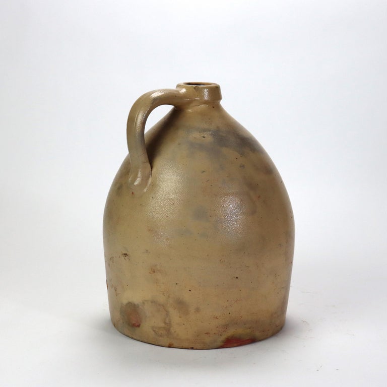 Antique A. O. Whitemore, Havana NY, Blue Decorated Stoneware Jug c1890