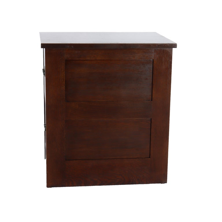 Arts & Crafts Stickley Mission Oak File Cabinet With Hammered Copper Hardware