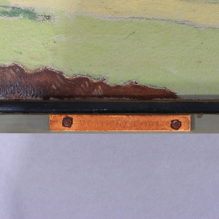 Antique Oil On Board Landscape Painting of a Vermont Farm C1930