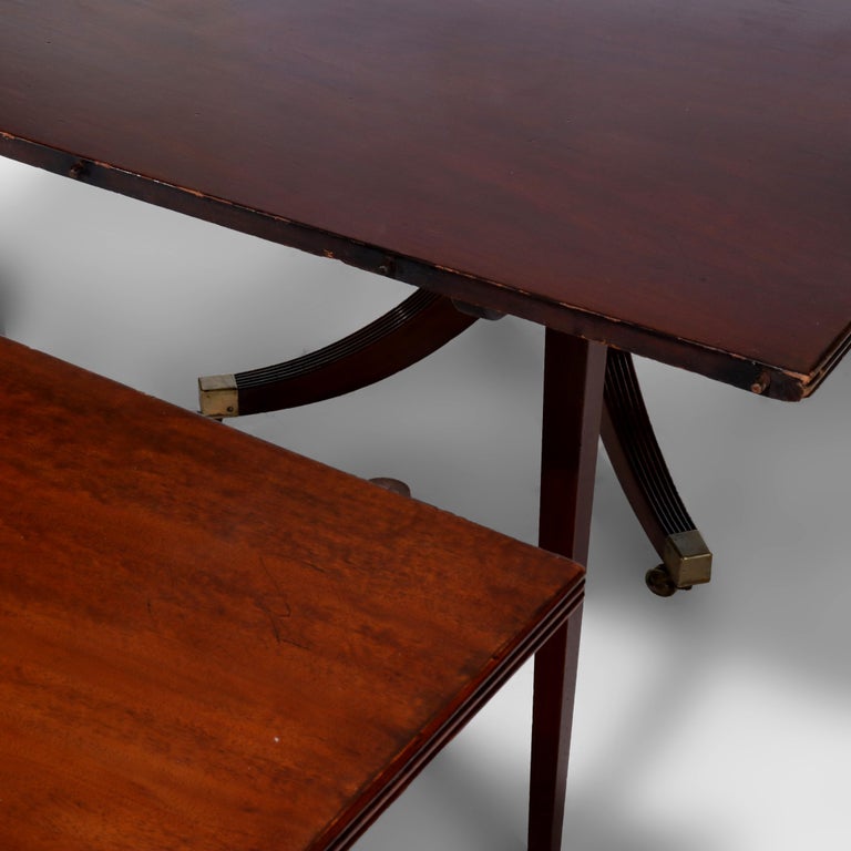 Duncan & Phyfe Style George III Mahogany Banquet Table with Three Leaves c1820