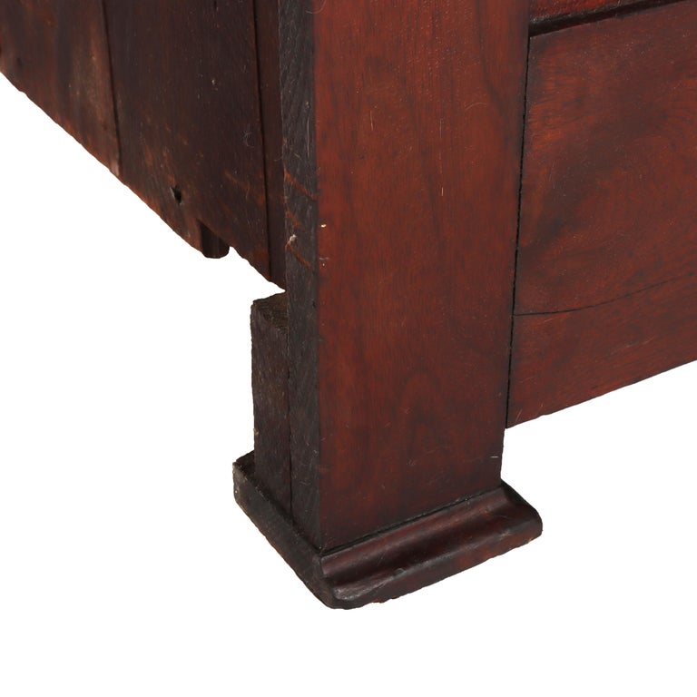 Antique Rococo Walnut 3-Drawer Commode With Back Splash & Carved Pulls