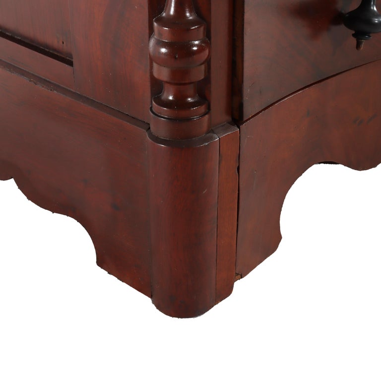 Renaissance Revival Flame Mahogany Serpentine 4-Drawer Marble Top Dresser