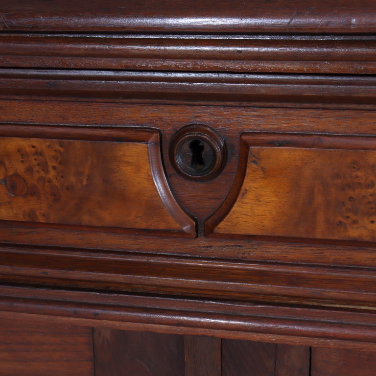 Antique Walnut & Burl Drop Front Desk With Teardrop Pulls c1880