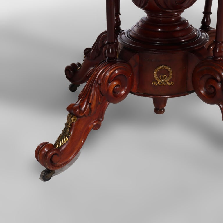French Empire Kingwood, Rosewood, Rouge Marble & Ormolu Center Table 19thC