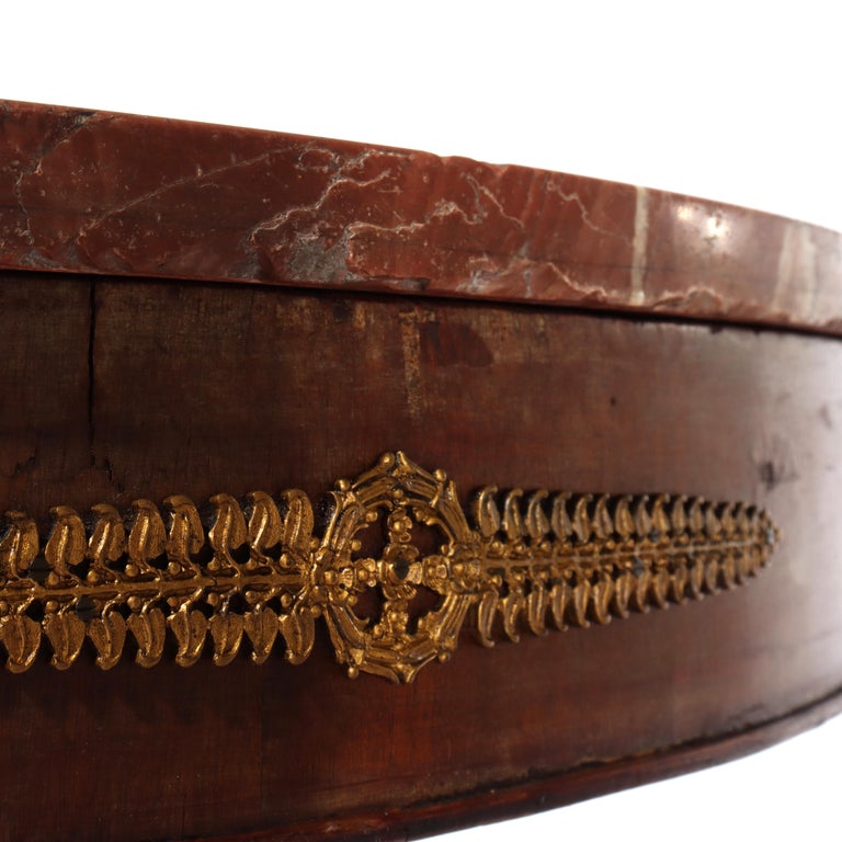 French Empire Kingwood, Rosewood, Rouge Marble & Ormolu Center Table 19thC