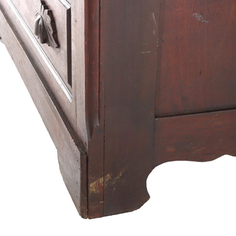 Antique Walnut 4-Drawer Dresser With Carved Pulls C1890