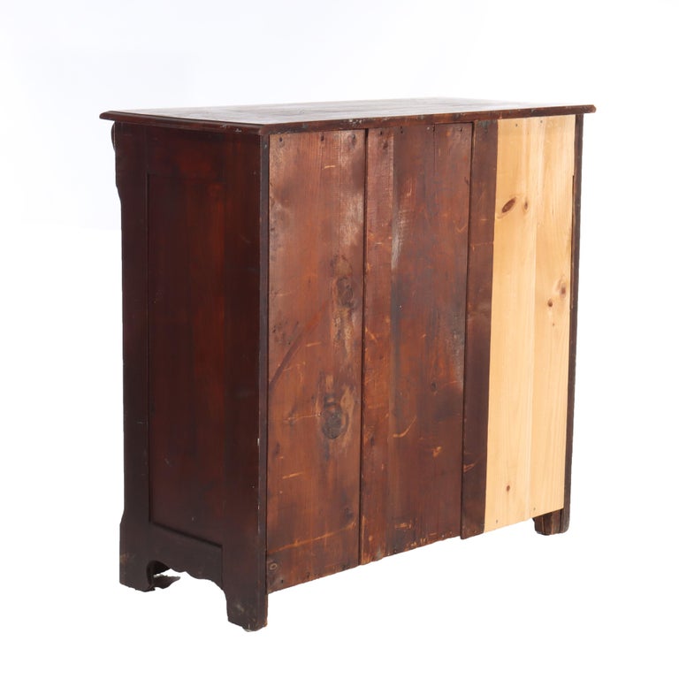 Antique Walnut 4-Drawer Dresser With Carved Pulls C1890