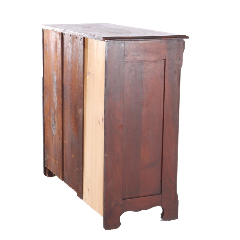 Antique Walnut 4-Drawer Dresser With Carved Pulls C1890