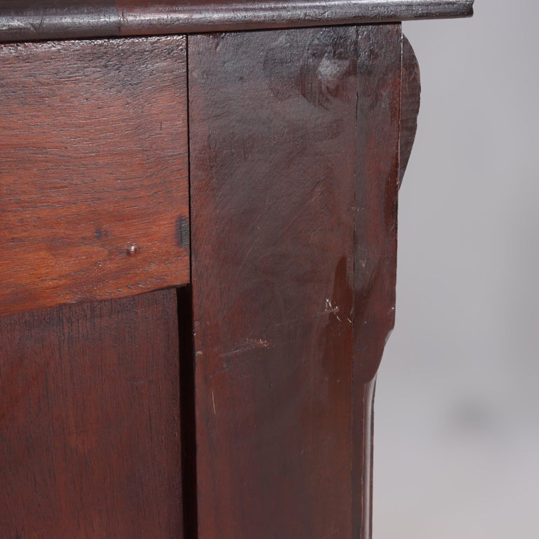 Antique Walnut 4-Drawer Dresser With Carved Pulls C1890