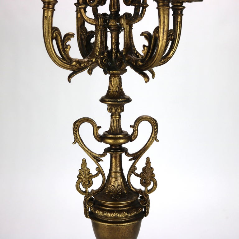 Pair of Antique Egyptian Revival Five Light Candelabras C1890