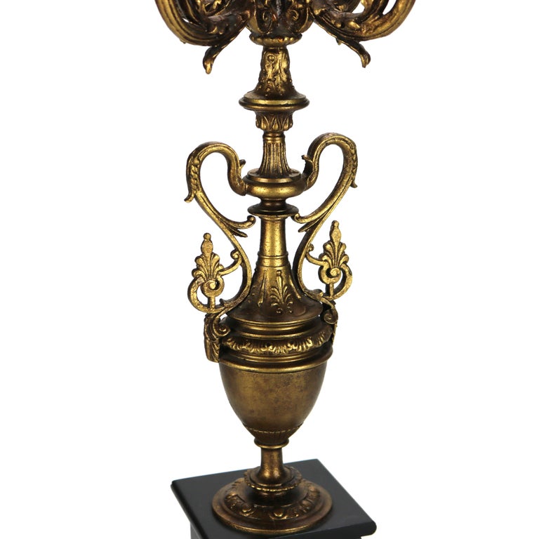 Pair of Antique Egyptian Revival Five Light Candelabras C1890