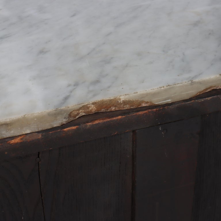 Antique Walnut 3-Drawer Marble Top Commode With Carved Pulls c1890