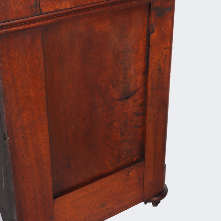 Antique Walnut 3-Drawer Marble Top Commode With Carved Pulls c1890
