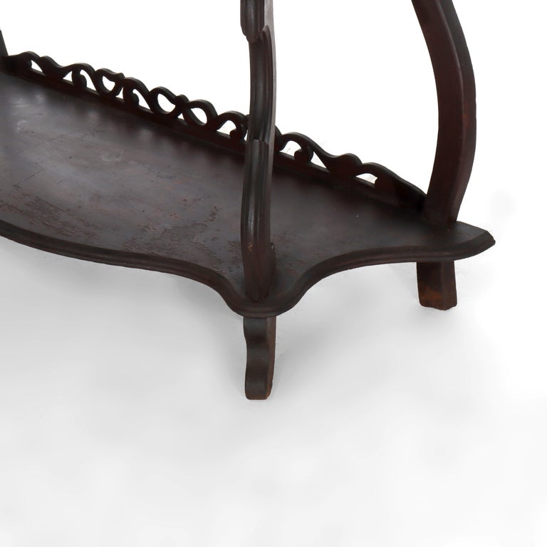 Antique Walnut 5 Shelf Etagere With Cut Out Fretwork C1890