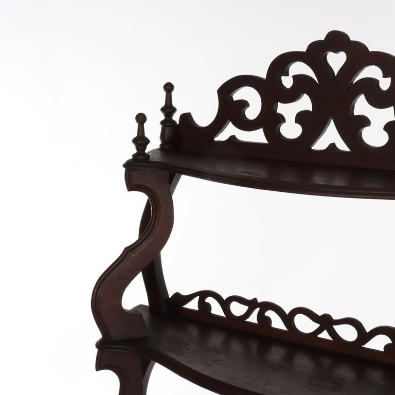 Antique Walnut 5 Shelf Etagere With Cut Out Fretwork C1890