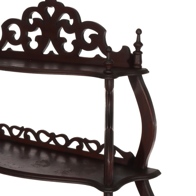 Antique Walnut 5 Shelf Etagere With Cut Out Fretwork C1890