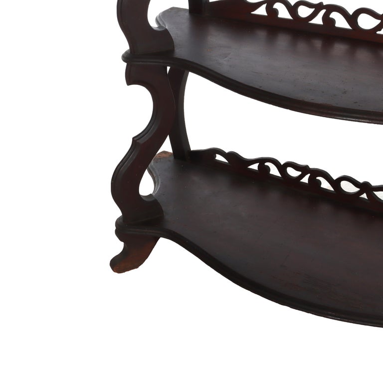 Antique Walnut 5 Shelf Etagere With Cut Out Fretwork C1890