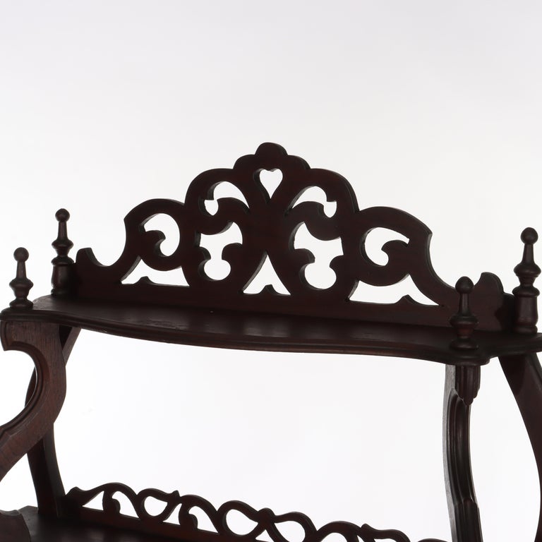 Antique Walnut 5 Shelf Etagere With Cut Out Fretwork C1890
