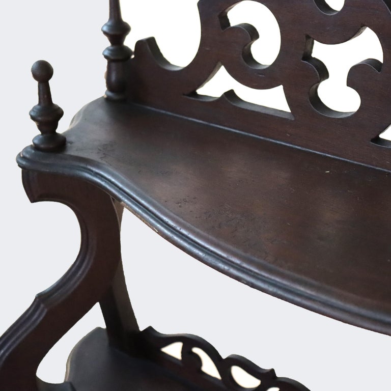 Antique Walnut 5 Shelf Etagere With Cut Out Fretwork C1890