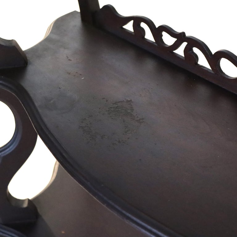 Antique Walnut 5 Shelf Etagere With Cut Out Fretwork C1890