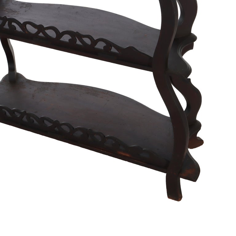 Antique Walnut 5 Shelf Etagere With Cut Out Fretwork C1890